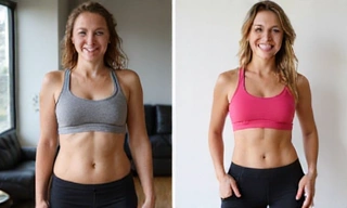 Laura M. antes y después de su transformación nutricional